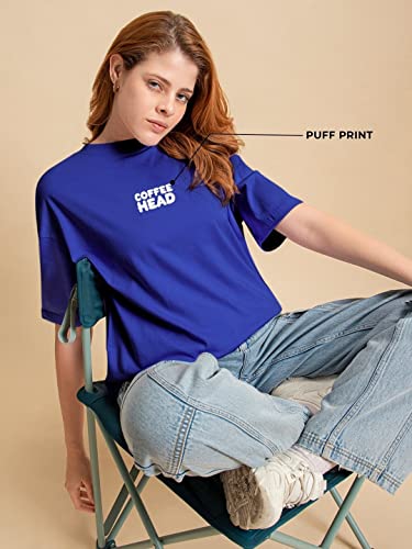 Image of Bewakoof Women's Cotton Oversized Fit Half Sleeve Round Neck T-Shirt | Casual wear | Streetwear | Oversized Tshirt for Woman Cotton| Baggy