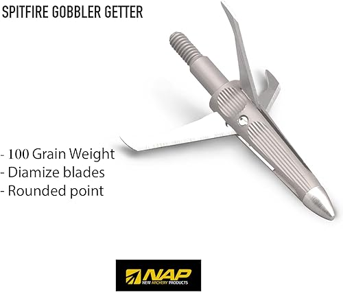 Miniatura 7 de New Archery Products NAP Spitfire 85 - Cuchillas de práctica de 3 cuchillas