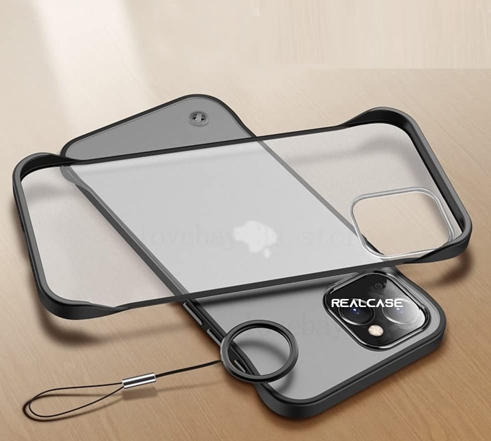 REALCASEiPhone 13 Back Cover, Frameless TPU Bumper Cover Case Designed for iPhone 13 6.1 (F-Black)