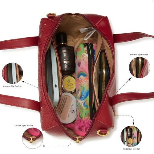 Image of Caprese Rain Medium Satchel Bag for Women with Adjustable & Detachable Strap | Versatile Shoulder, Crossbody & Handheld Bag with Multi-Compartments for Work and Travel