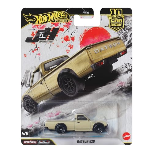 Hot Wheels Datsun 620 Voiture de Collection, Voiture Miniature Haut de Gamme à l'échelle 1:64 en métal moulé sous Pression avec pneus Real Riders et...
