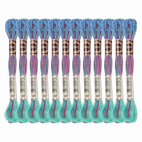 Image of PATIKIL 12 Skeins Embroidery Floss, Polyester Embroidery Threads Bracelets String for Cross-Stitch Hand Embroidery, Green Blue