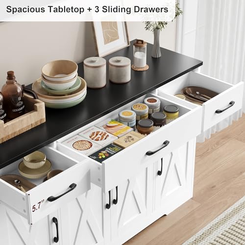 Hostack Buffet Sideboard Cabinet With Drawers thumb #4