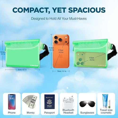 Image of Waterproof Bag for Beach, Waterproof Pouch for Phone Passport Purse, Fanny Packs for Women, Floating Dry Bags for Cruise Ship Travel Water Park Surfing Boating Fishing Kayaking Pool Accessories