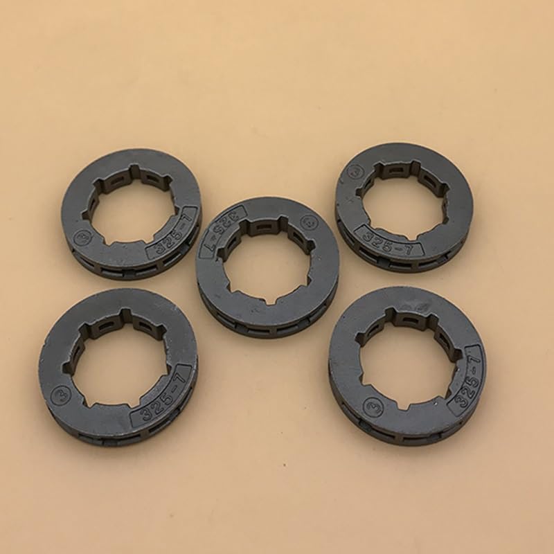 Piezas de jardín Llanta de piñón de transmisión de cadena estriada pequeña, 325, 7T, compatible con motosierra Rancher HUSQVARNA 340, 346, 346xp, 345, 350, 351, 346, 353, 357, 455, 460, 5 uds. Piezas