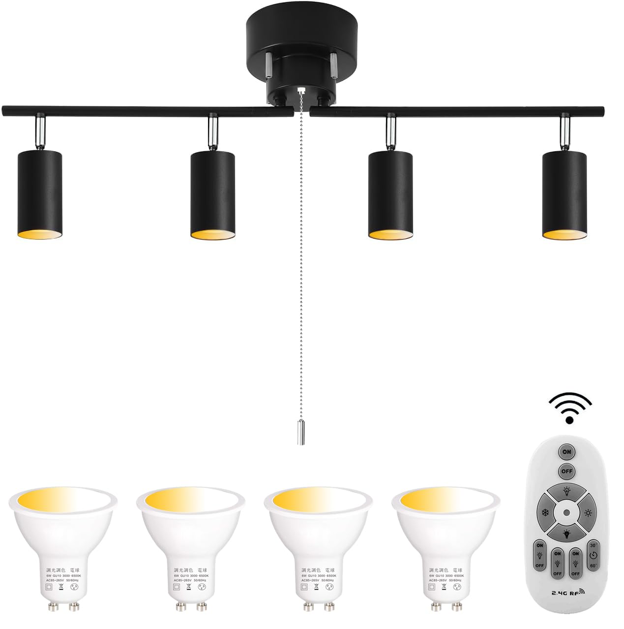 Amazon.co.jp : シーリングライト 4灯GU10 LED電球60W形内蔵付き