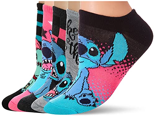 Disney Women's Lilo & Stitch 5 Pack No Show Socks