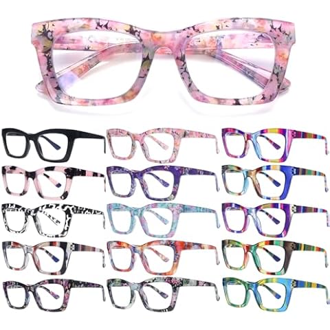 SIGVAN 15 Packs Reading Glasses Oprah Style Reading Glasses with Spring Hinge Square Computer Readers for Women (15 Mix, 2.0, multiplier_x) Cover