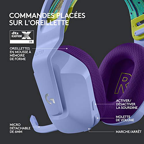 Logitech G733 Casque Gamer Sans Fil LIGHTSPEED avec Bandeau de Suspension, LIGHTSYNC RVB, de Micro Blue VO!CE, Transducteurs Audio PRO-G, Ultra-Léger, Batterie 29h, Portée de 20m, PS4, PS5- Violet