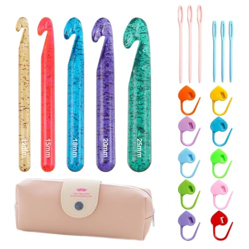 Ganchos de ganchillo ergonómicos Tovyzalg para manos artríticas con funda