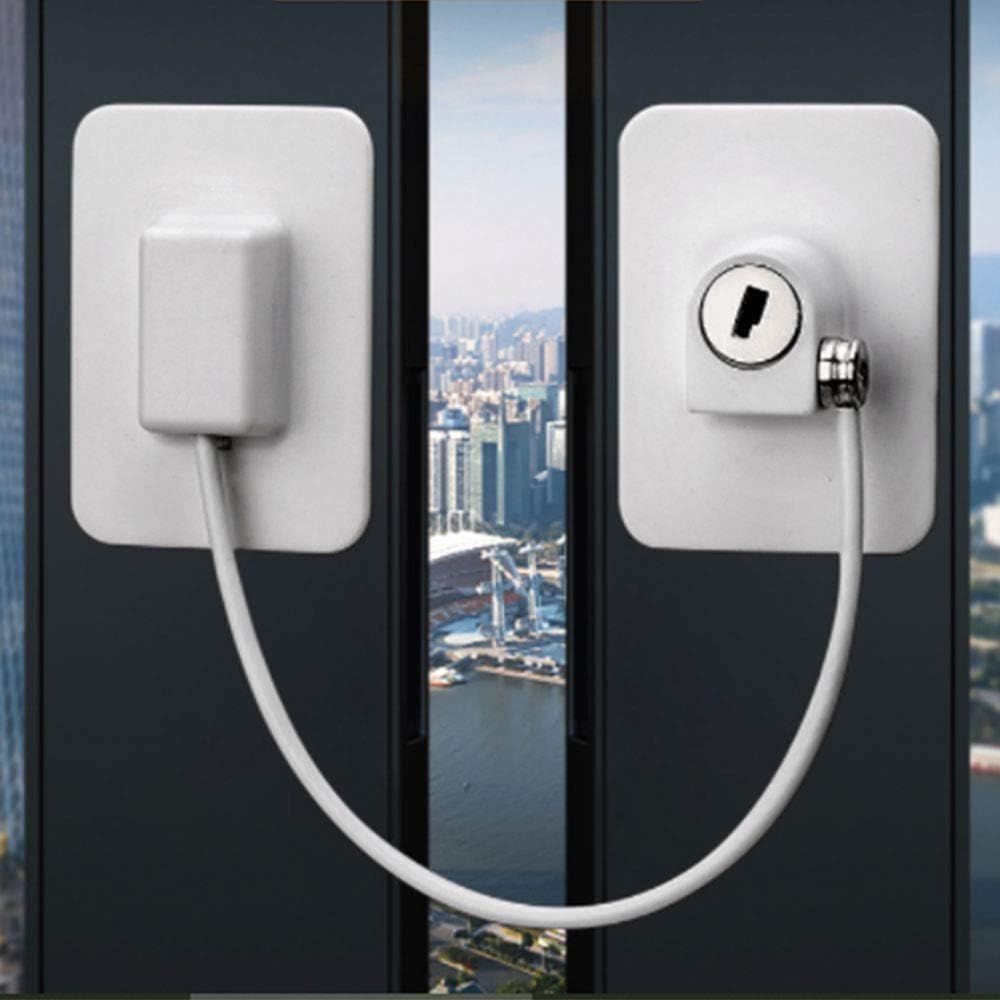 Cerradura de puerta Cerradura de puerta Pestillo de puerta, 2 piezas Restrictor de cable de ventana con tornillos Cable de seguridad de seguridad for niños y bebés for seguridad y protección infantil