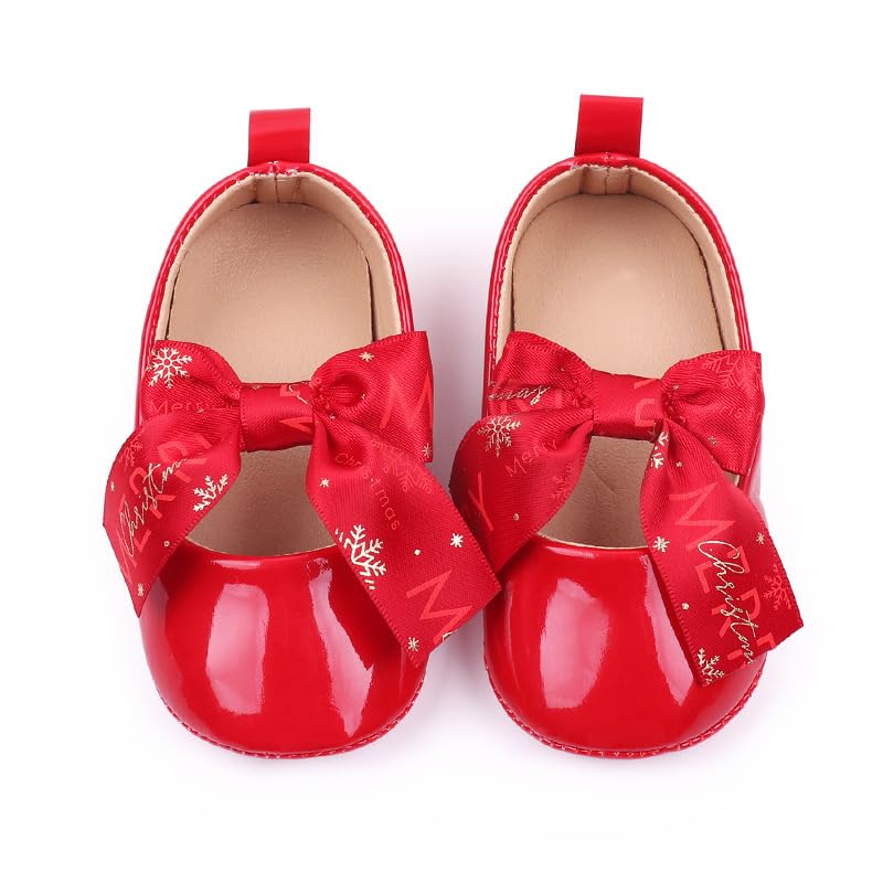 Baby Girls Mary Jane Shoes Anti-Slip Soft Sole Toddler Christams Princess Dress Flats3