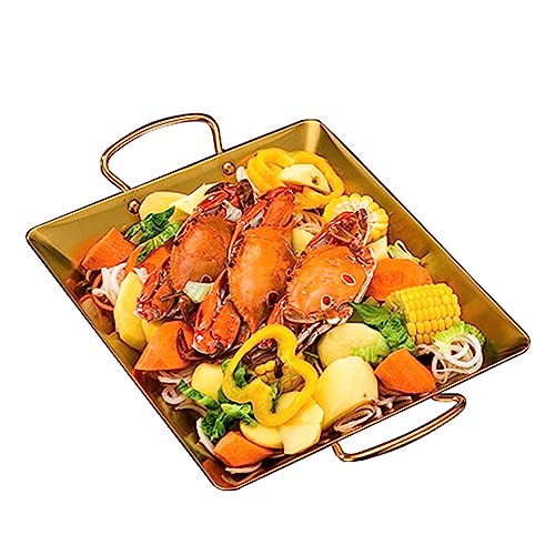 SVRITE Paellera española de acero inoxidable para mariscos, 41-48 cm, sartén para curry, fondo plano, plato de servir, platos de cena, plato de ensalada, cuenco de sushi para mariscos, langosta, sopa