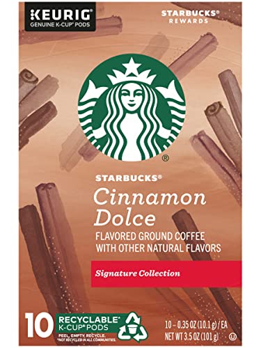 Image of Starbucks Flavored Ground Coffee K-Cup Pods,Cinnamon Dolce,Flavored Ground Coffee Signature Collection,Recyclable K-Cups,10 K-Cup Pods /Box (Pack of 2 Boxes),10 Count (Pack of 2)