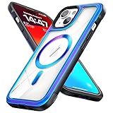 Meifigno Rainbow Series Magnetic Case Designed for iPhone 15 Case 6.1 inch, [Military Grade Drop Protection & MagSafe Compatible], Aluminum Frame with Clear Back Designed for iPhone 15, Iridescent