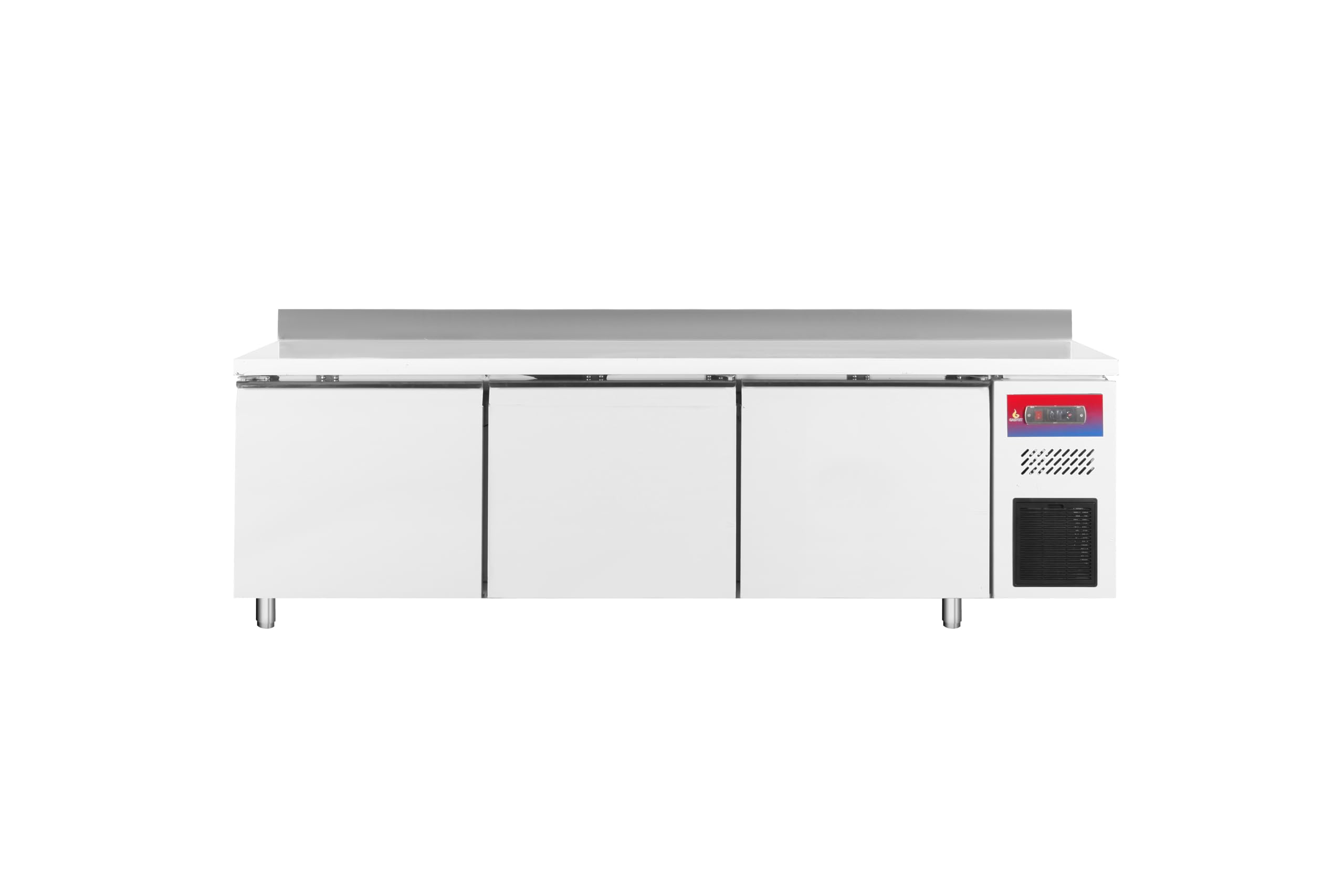 Mesa refrigerada bajo mostrador profesional, 2 o 3 puertas, acero inoxidable ventilada, 1500/2000/2500 x 600 x 850+100 mm