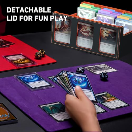 Image of 3-Row Trading Card Storage Box, Bulk Cards Case for 2400+ Mtg tcg Magic Playing Game Card Organizer, Commander Deck Box with 3 Supports & 24 Dividers