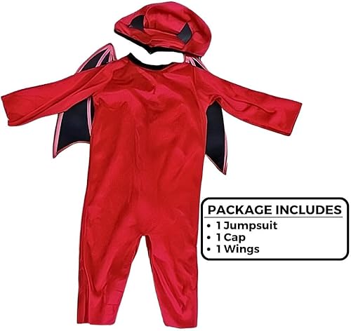 Miniatura 2 de Conjunto de disfraz lindo como un diablo, de 6 a 12 meses, incluye mono, gorra y alas, material acogedor y suave para la primera celebración