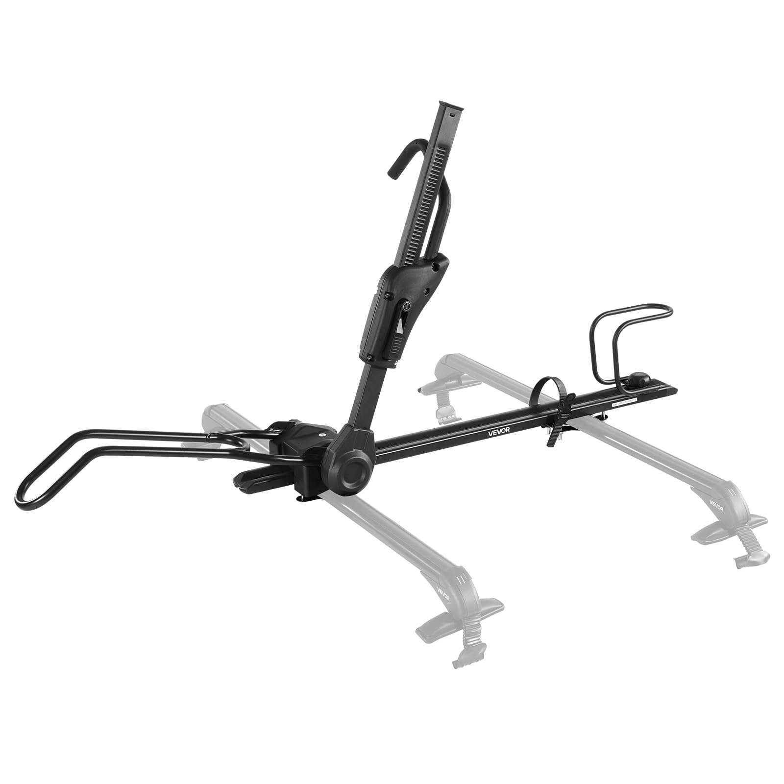 VEVOR Supporto Portabiciclette da Tetto Pieghevole Carico 15 kg, Portabici da Tetto con Sistema di Bloccaggio per Barre Trasversali Ruote da 508-737 mm, Portabicicletta Verticale Auto