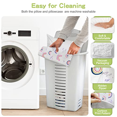 Toddler Pillow 2 Pack,13 X 18 Baby Pillows For Sleeping, Machine Washable Kids Pillow With Soft Cotton Pillowcase, Perfect For Travel, Toddlers Cot(Sunshine Rainbow) #TOP6