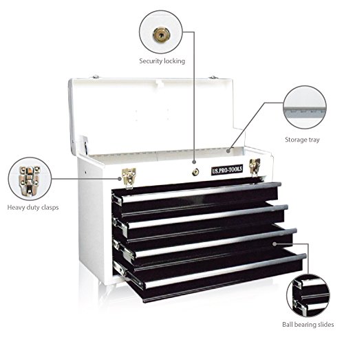 US PRO TOOLS 4 HERRAMIENTAS PORTÁTIL BLANCO CAJA DE HERRAMIENTAS