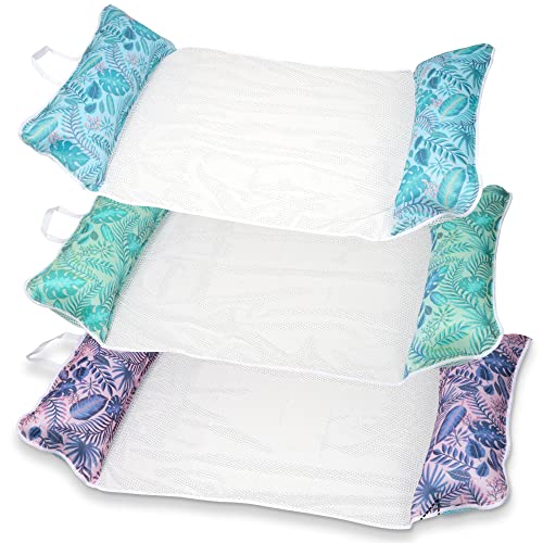 Sloosh 3 Pack Inflatable Pool Float Hammock, Water Hammock Lounges, Multi-Purpose Swimming Pool Accessories (Saddle, Lounge Chair, Hammock, Drifter) For Pool, Lake, Outdoor, Beach (Cyan/Purple/Green) #TOP4