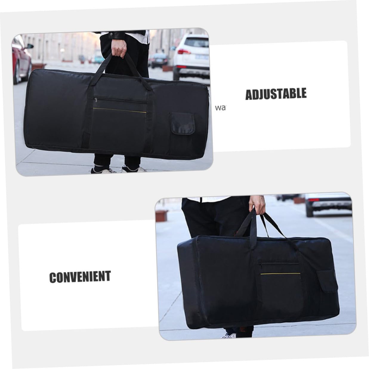 Zerodeko Borsa per Tastiera Musicale Elettronica Doppia Zaino e Borsa a Mano 61 Tasti Oxford Nera Resistente
