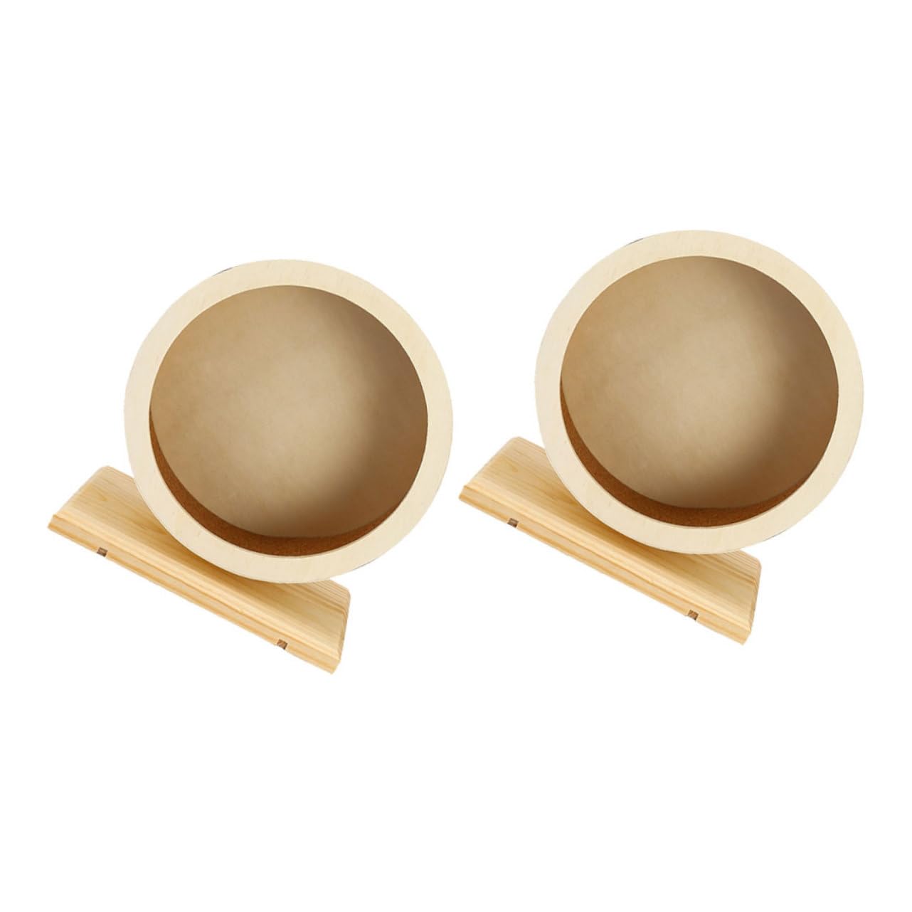 BESPORTBLE 2 Piezas Rueda de Ejercicio para Hámsters y Pequeños Roedores Diseño Silencioso con Marco de Madera y Revestimiento de Corcho Seguro y Estable para Chinchillas y Cobayas