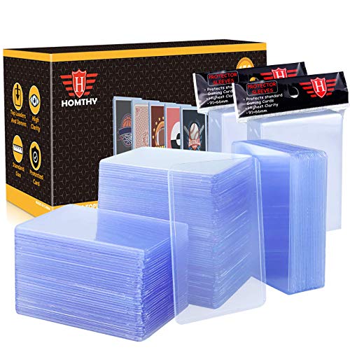 400 PCS Trading Card Sleeves Toploaders Set, Penny Sleeves Card Protector Holders Perfect for MTG, Pokemon Cards Collection and Protection(Includes 200 Thick Toploaders & 200 Soft Sleeves)