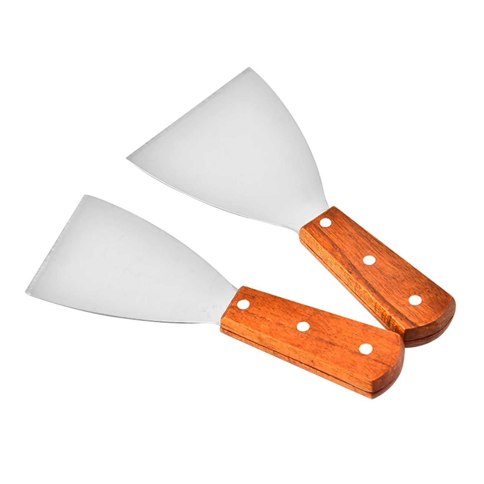 2 Stück Edelstahl Holz H Kochspatel Spatel rutschfeste ergonomische Küchenhelfer for Steak Pizza Kochutensilien