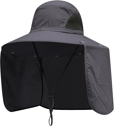 Miniatura 5 de HUAMULAN Sombrero de sol de ala grande para mujer con solapa para el cuello, sombrero de secado rápido para senderismo, pesca, safari, UPF 50+