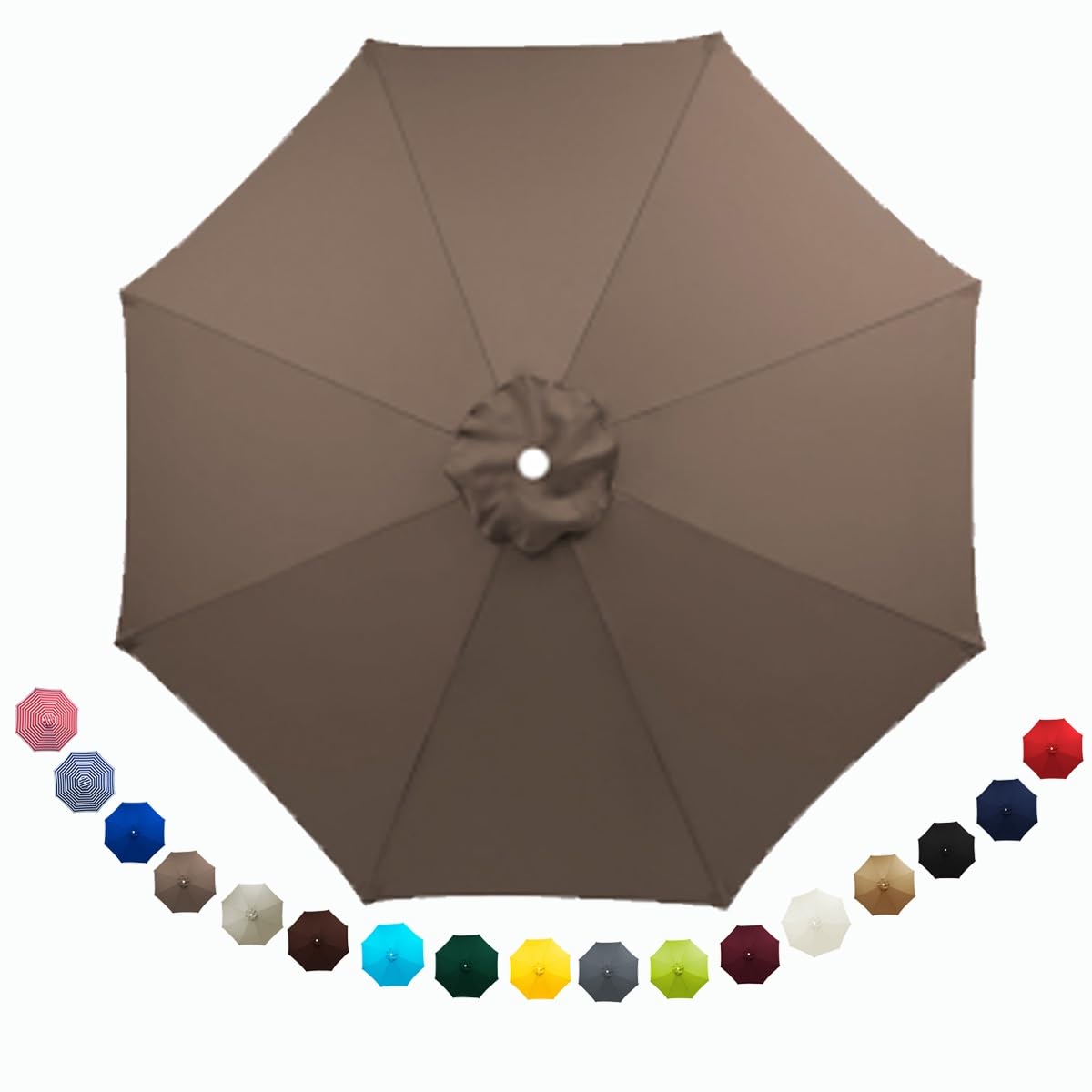 KXXZAAU 7.5ft 9ft 10ft Replacement Covers 8 Ribs Market Patio Umbrella Canopy Cover Outdoor Hanging Umbrella Replacement Top(Color:Dark top,Size:230cm/7.5FT)