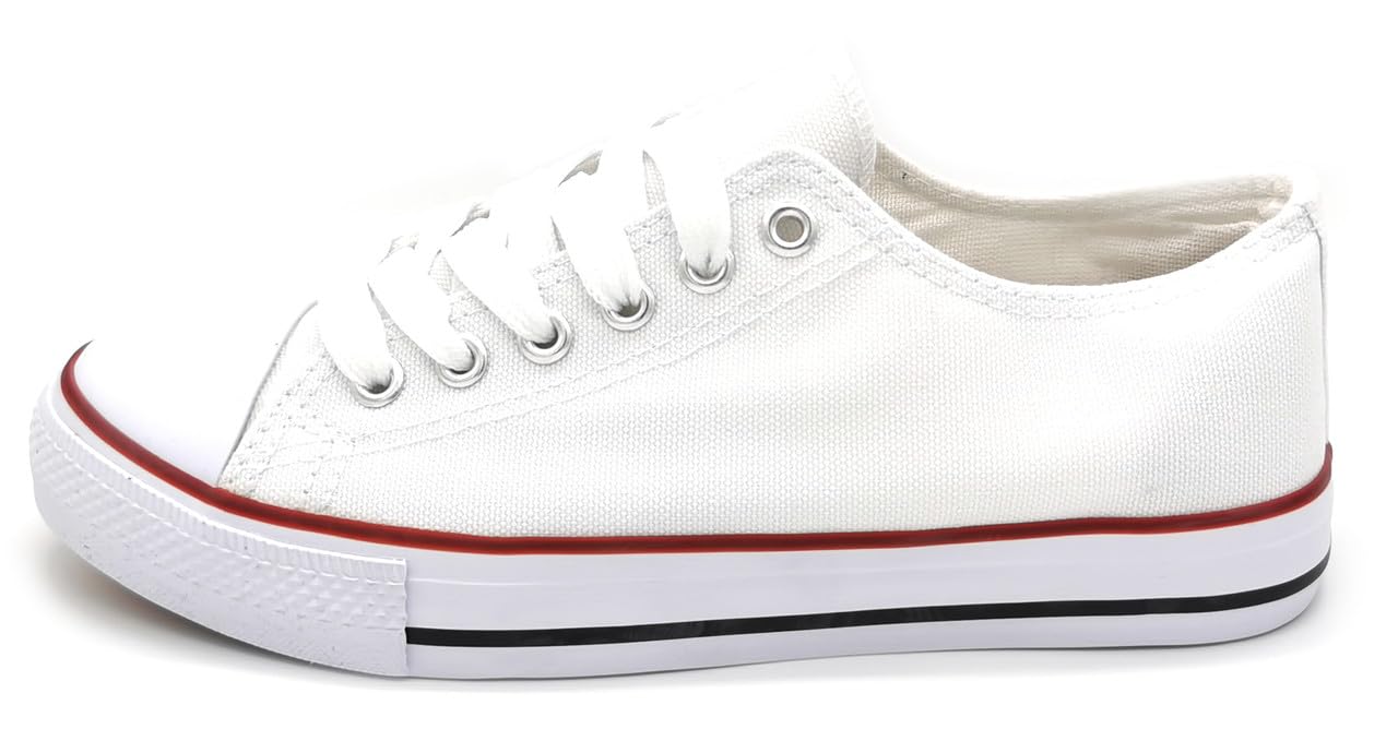 P&L ITALY COLLECTION Sneakers da Donna in Tela Bianca Sneakers Bianche con Punta in Gomma in Tela