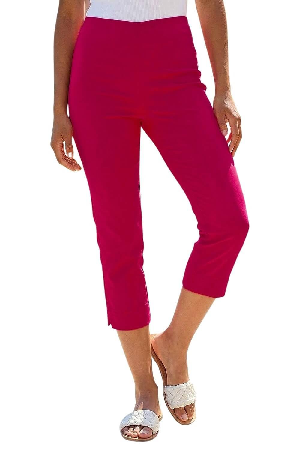 Roman Cropped Stretch Trouser, Pink, Size 22, Women