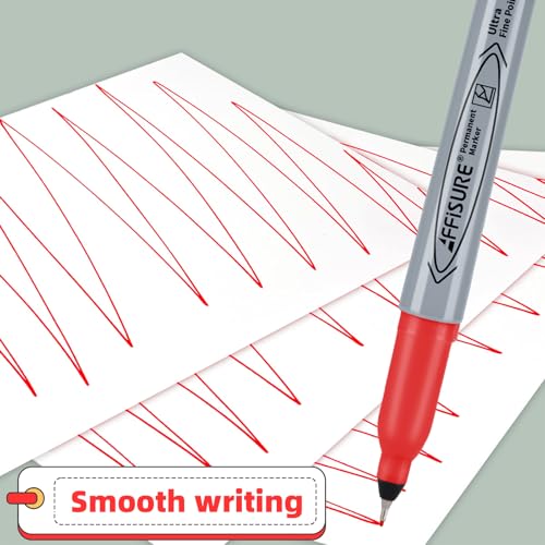 Image of Red Ultra Fine Point Permanent Marker, 20 Pack, 0.4 mm, Precision Fine Tip for Detailed Writing, Art, Crafts & Labeling on Paper, Plastic, Glass, Metal, Waterproof, Fade-Resistant Ink