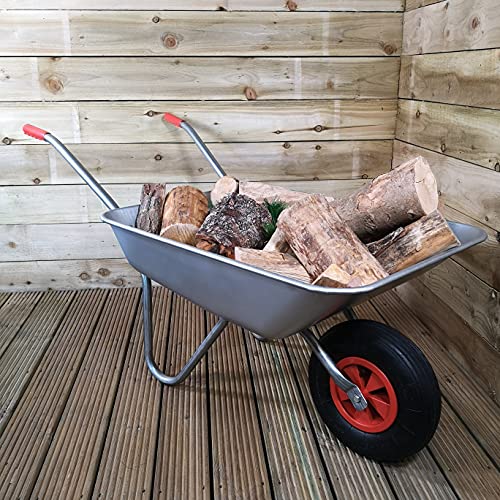 Samuel ALEXANDER 65 Litre 60kg Capacity Galvanised Metal Garden Trolley Wheelbarrow - Heavy Duty Garden Cart Wheelbarrows with Pneumatic Tyre 7 Samuel ALEXANDER 65 Litre 60kg Capacity Galvanised Metal Garden Trolley Wheelbarrow - Heavy Duty Garden Cart Wheelbarrows with Pneumatic Tyre - Image 7