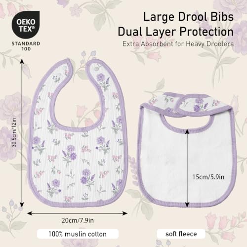 Image of Muslin Bibs for Baby Boy Girl, Adjustable Fit for Drooling and Teething