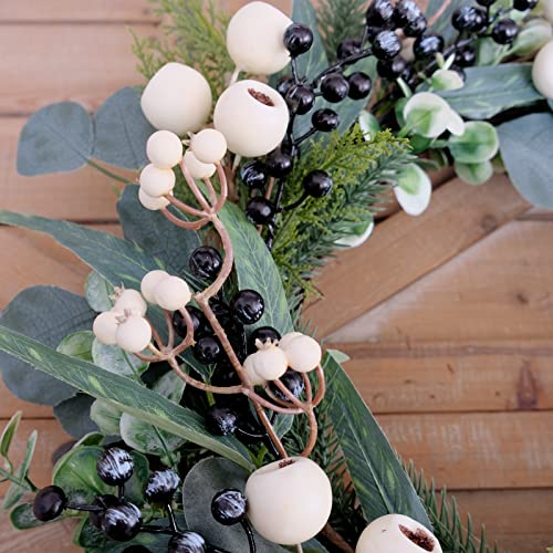 18 Inch Spring Front Door Wreath With White And Blue Berries, Summer Wreath For Home, Eucalyptus Leaves Christmas Home Wreath For Indoor And Outdoor #TOP4