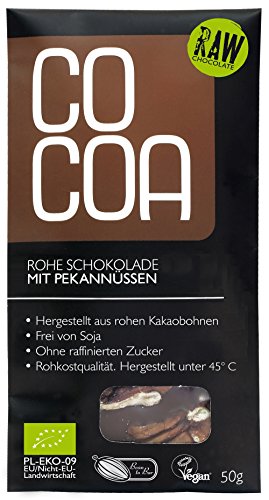 Raw Cocoa Bio Schokoladentafeln 50 g (Dunkel 70% mit Pekannüssen) Cover