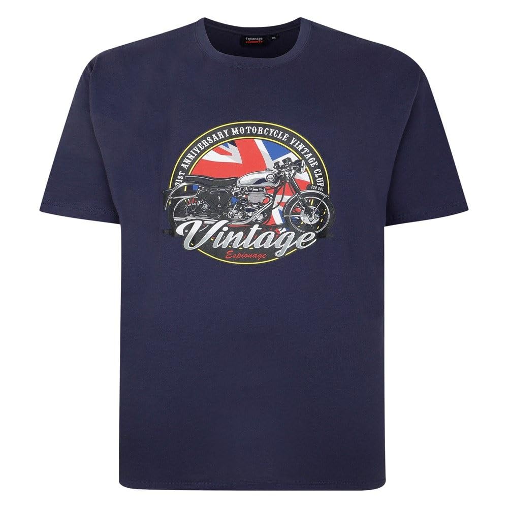 Espionage Mens Motorcycle Big & Tall Short Sleeve T-Shirt - Slate Grey - 3XL