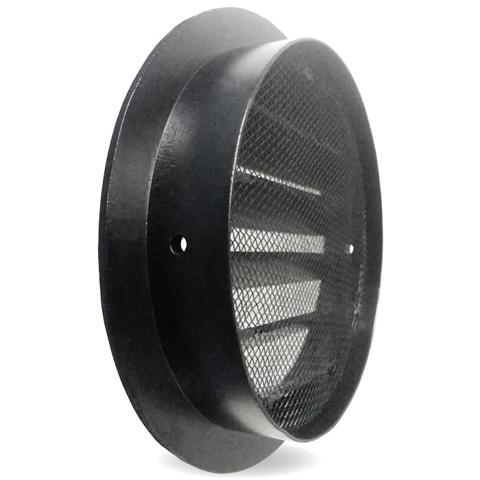 Whisper - Rundes Lüftungsgitter Außen Ø 250 mm - Aluminium - Schwarz - Mit Inox-Fliegendraht - Fassadengitter