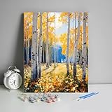 HULDFRDA Adult Paint by Number Kits Birch Trees Paint by Numbers Forest Paint by Numbers Kit for Adults Birch Tree Color by Number DIY Paint-by-Number Kits on Canvas for Home Decor, 16 x20 Inch