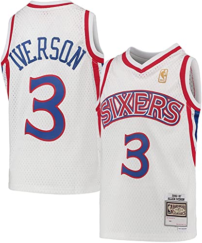 Allen Iverson Philadelphia 76ers #3 White Blue Youth 8-20 Soul Hardwood Classic Swingman Jersey (10-12)
