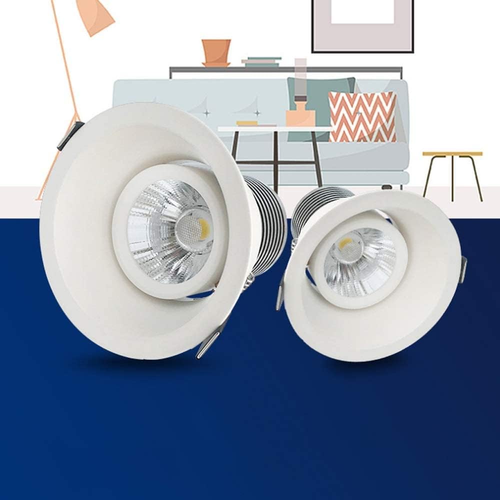 Spotlight，High Bright Energy-Saving Downlight Adjustable Beam Angle Recessed Ceiling Panel Light round Flat Led Aluminum Commercial Decor Lighting Fixture Anti-Glare Clothing Store/(6500K)5