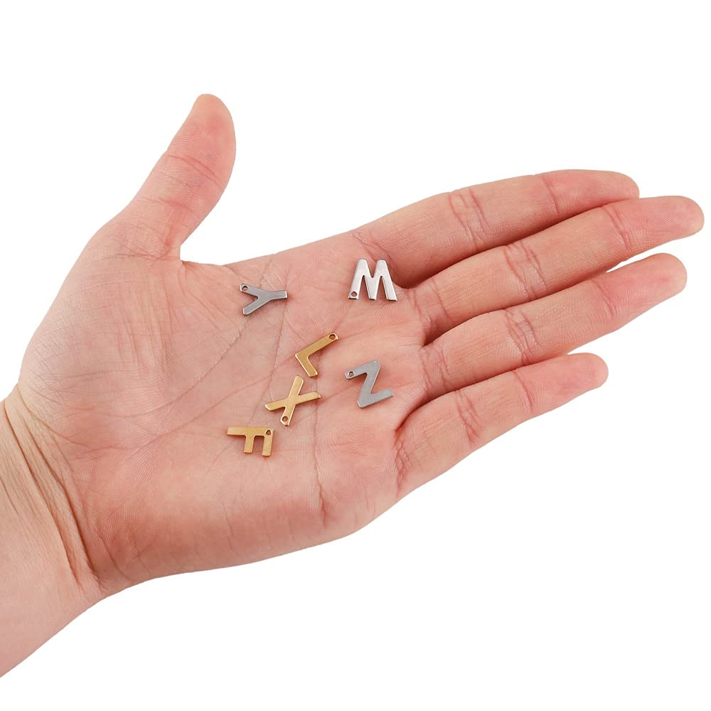 Qe 30 stks gouden kleur roestvrij staal A-Z 26 Initiële brief hanger bedels hanger voor DIY Sieraden maken oorbellen armband ketting Y106 (Metal color : I