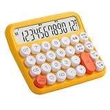Cryfokt Desktop Calculator - 12 Digit, Standard Mechanical Switch with Large LCD Display, Big Button Business Calculator for Office, School, Home, Removable Keycaps (Yellow)