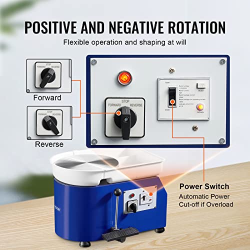 Image of VEVOR Pottery Wheel 350W 11in Clay Wheel Forming Machine with Accessory Kit