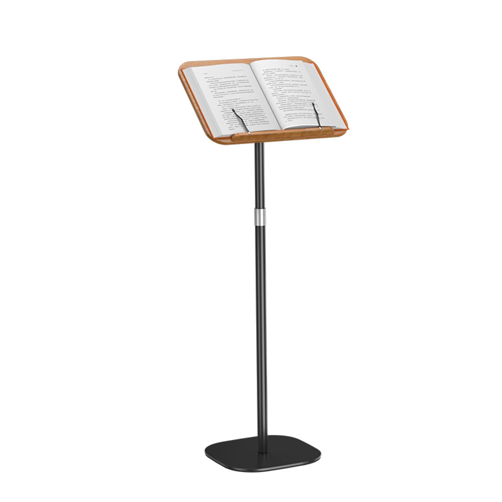 Buhelyc Soporte para Libros De Recetas con Clips De PáGina, Altura Ajustable, Soporte De Piso, Soporte De Libros Manos Libres con Almohadilla Giratoria, para Libros, Revistas, Libros Gruesos