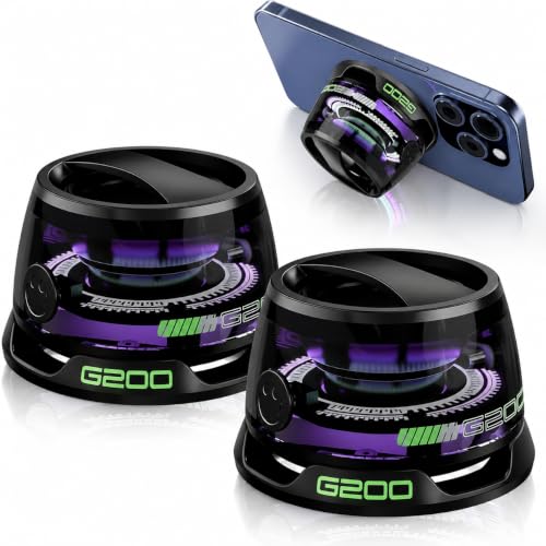 LENOLL 2-Pack G200 Magnetic Portable Bluetooth Speaker with Kickstand & RGB Lights Mini Bluetooth Speaker IPX4 Waterproof Full-Range Stereo Sound Graduation Gift for Teens Travel Cycling - Black