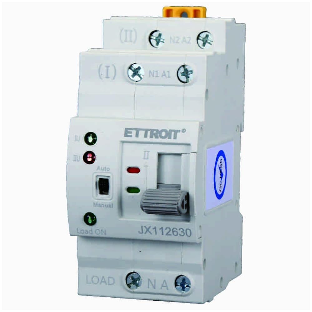 Interruttore di Trasferimento Automatico/manuale ATS, 2P 63A 230V Monofase, Commutatore Modulare DIN per ups, fotovoltaico, elettrico